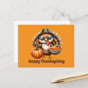 Süßer Thanksgiving Truthahn anpassbar  Feiertagspostkarte
