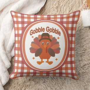 Süßer Thanksgiving Truthahn Cartoon – “Gobble Gobb Kissen