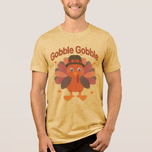 Süßer Thanksgiving Truthahn Cartoon – “Gobble Gobb Tri-Blend Shirt