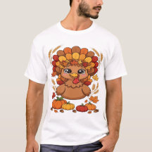 Süßer Thanksgiving Truthahn mit Herbstlaub und Kür