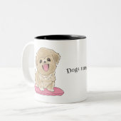 Süßer Tibetan Spaniel Hund mit Namen option Zweifarbige Tasse (Vorderseite Links)