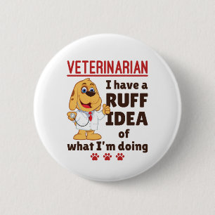Süßer Tierarzt-Tierdoktor-Hunddoktor-Ruff-Einfall Button