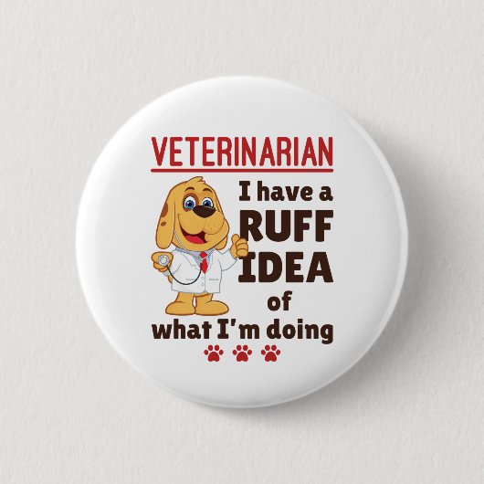 Süßer Tierarzt-Tierdoktor-Hunddoktor-Ruff-Einfall Button (Vorderseite)