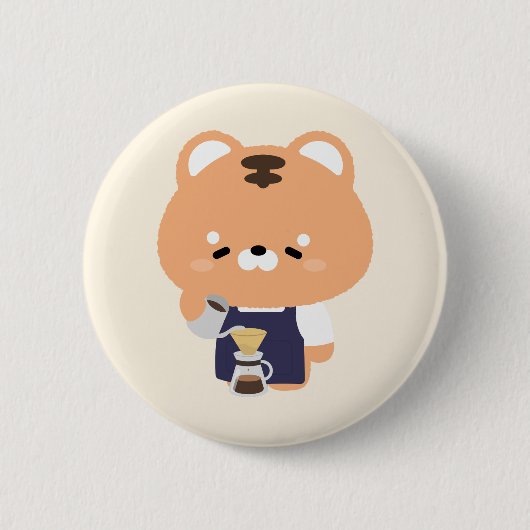 Süßer Tiger Barista Button (Vorderseite)