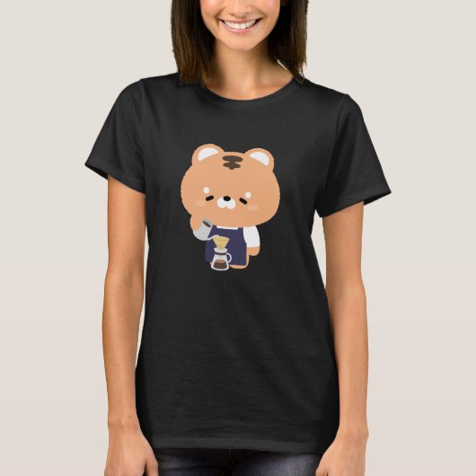Süßer Tiger Barista T-Shirt (Vorderseite)