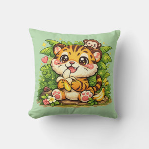 Süßer Tiger-Dschungel Kawaii-Kissen Kissen