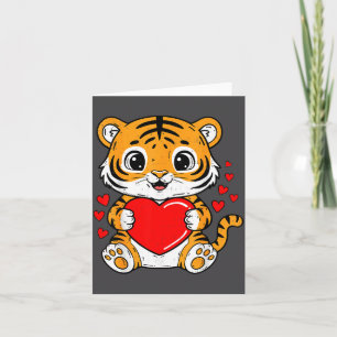 Süßer Tiger hält Herz Kawaii Valentinstag Männer Karte