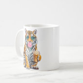 Süßer Tiger mit Eiskaffee und Herz-Sonnenbrille Kaffeetasse (Vorderseite Links)