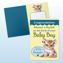 Süßer Tiger Namen blau grün Baby Junge