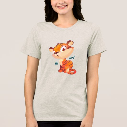 Süßer Tiger Sei Cool Cartoon Tri-Blend Shirt (Vorderseite)