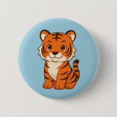 Süßer Tigerjunge auf Blau Button (Vorderseite)