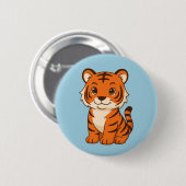 Süßer Tigerjunge auf Blau Button (Vorne & Hinten)