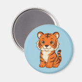 Süßer Tigerjunge auf Blau Magnet (Vorderseite/Rückseite)
