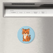 Süßer Tigerjunge auf Blau Magnet (In Situ (Geschirrspüler))