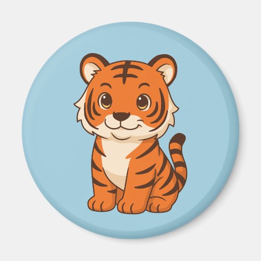Süßer Tigerjunge auf Blau Magnet (Vorne)