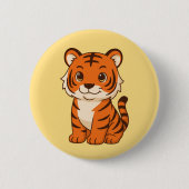 Süßer Tigerjunge auf Gelb Button (Vorderseite)
