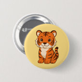 Süßer Tigerjunge auf Gelb Button (Vorne & Hinten)