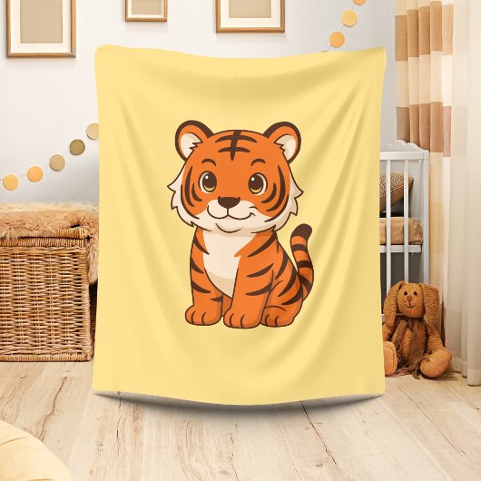 Süßer Tigerjunge auf Gelb Fleecedecke