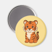 Süßer Tigerjunge auf Gelb Magnet (Vorderseite/Rückseite)