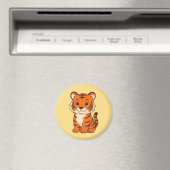 Süßer Tigerjunge auf Gelb Magnet (In Situ (Geschirrspüler))