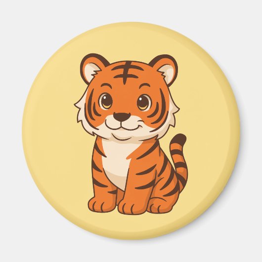 Süßer Tigerjunge auf Gelb Magnet (Vorne)