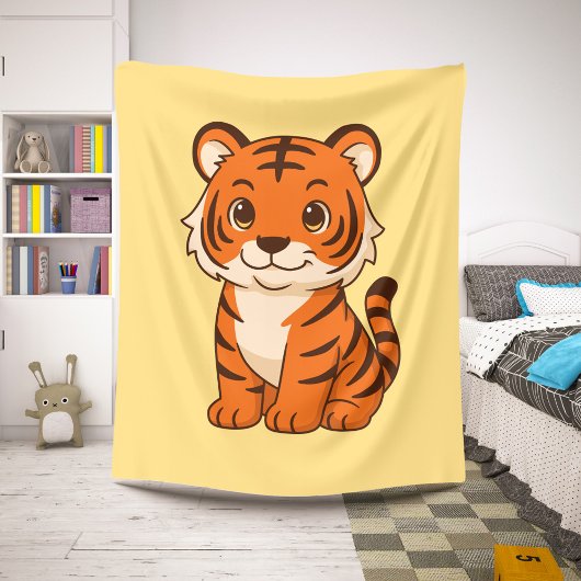 Süßer Tigerjunge auf Gelb Sherpadecke