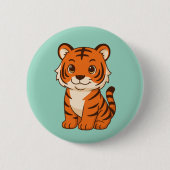 Süßer Tigerjunge auf Grün Button (Vorderseite)