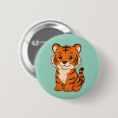 Süßer Tigerjunge auf Grün Button (Vorne & Hinten)