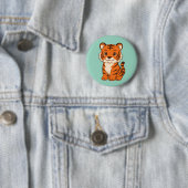 Süßer Tigerjunge auf Grün Button (Beispiel)