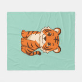 Süßer Tigerjunge auf Grün Fleecedecke (Vorderseite (Horizontal))