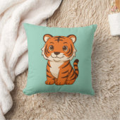Süßer Tigerjunge auf Grün Kissen (Decke)