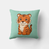 Süßer Tigerjunge auf Grün Kissen (Rückseite)