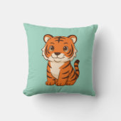 Süßer Tigerjunge auf Grün Kissen (Vorderseite)