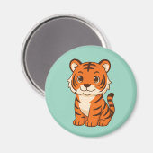 Süßer Tigerjunge auf Grün Magnet (Vorderseite/Rückseite)