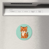 Süßer Tigerjunge auf Grün Magnet (In Situ (Geschirrspüler))