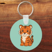 Süßer Tigerjunge auf Grün Schlüsselanhänger (Vorderseite)