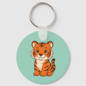 Süßer Tigerjunge auf Grün Schlüsselanhänger (Rückseite)