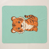 Süßer Tigerjunge auf Grün Sherpadecke (Vorderseite (Horizontal))