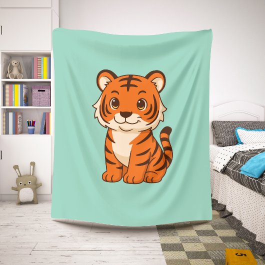 Süßer Tigerjunge auf Grün Sherpadecke