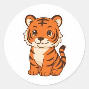 Süßer Tigerjunge Runder Aufkleber