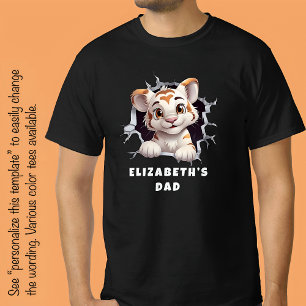 Süßer Tigerjunger schaut aus weißem Loch heraus F  T-Shirt