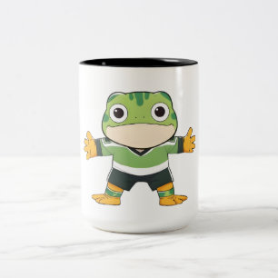 Süßer Torwart-Frosch Fußball Kawaii Design Zweifarbige Tasse