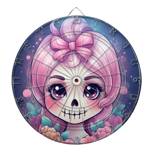 Süßer Totenkopf Dartboard Dartscheibe (vorne)