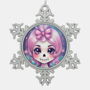 Süßer Totenkopf-Schneeflockenrahmen-Anhänger Schneeflocken Zinn-Ornament
