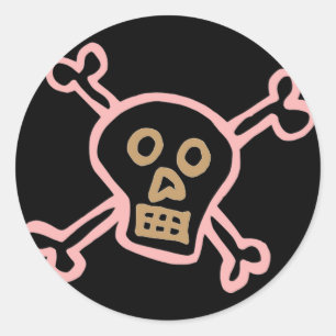 Süßer Totenkopf- und Kreuzknochen-Graffiti Runder Aufkleber
