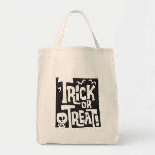 Süßer Totenkopf und Retro-Halloween-Fledermäuse Tragetasche