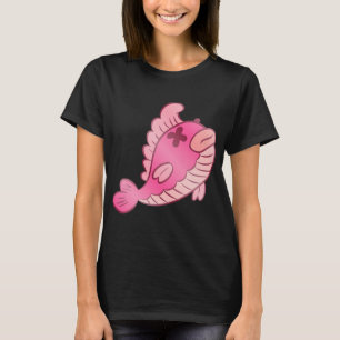 Süßer toter rosa Fisch Cartoon – Lustiger gruselig T-Shirt
