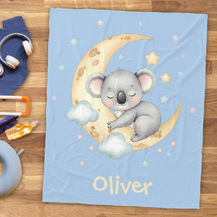Süßer träumender Koala auf zunehmendem Mond Fleecedecke