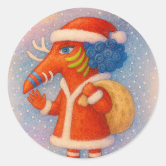 Süßer Träumerischer Weihnachtscharakter-Sticker Runder Aufkleber