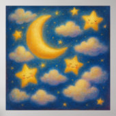 Süßer Träumiger Nachthimmel - Pastell-Malstil Poster (Vorne)